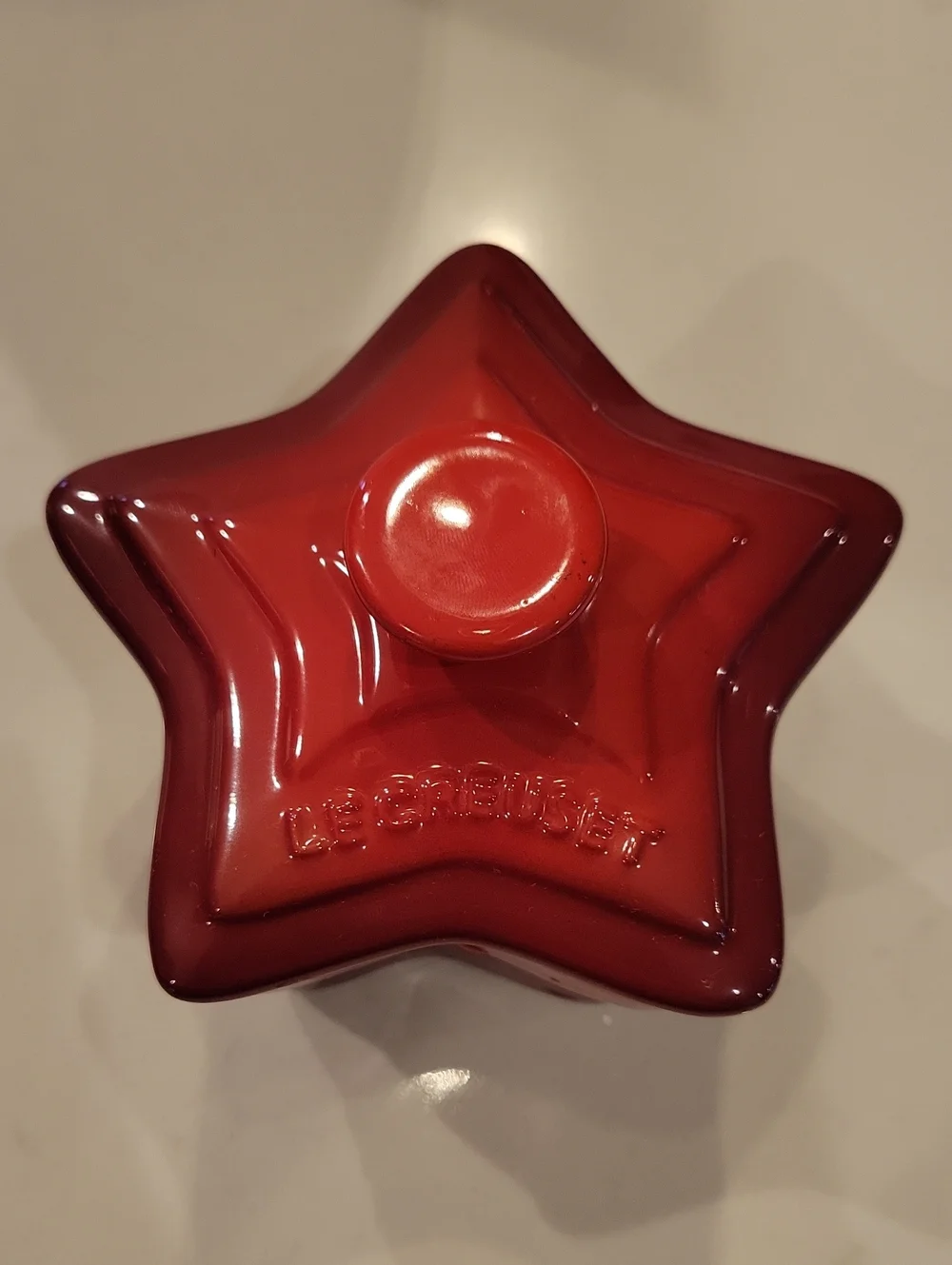 Retired Le Creuset Cerise Red Holiday Star Ramekin